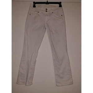 American Eagle Ladies Juniors Size 0 Artist Crop Stretch White Denim Jeans EUC